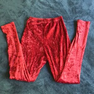 Red velvet leggings